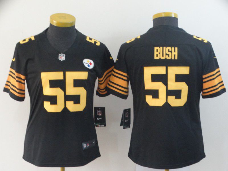 Women Pittsburgh Steelers 55 Bush Black Nike Vapor Untouchable Limited Playey NFL Jerseys